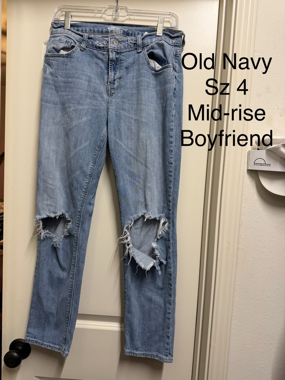 Old Navy Light Blue Boyfriend Jeans with Distressed Knees
